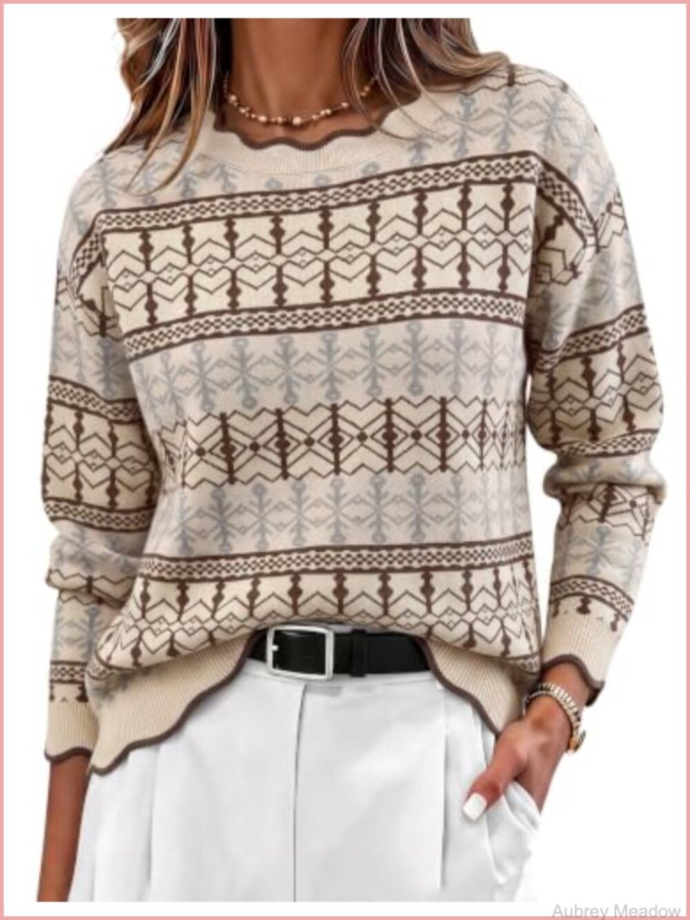 Cozy Knit Pullover Sweater Long Sleeve Crew Neck Loose Fit Winter Top